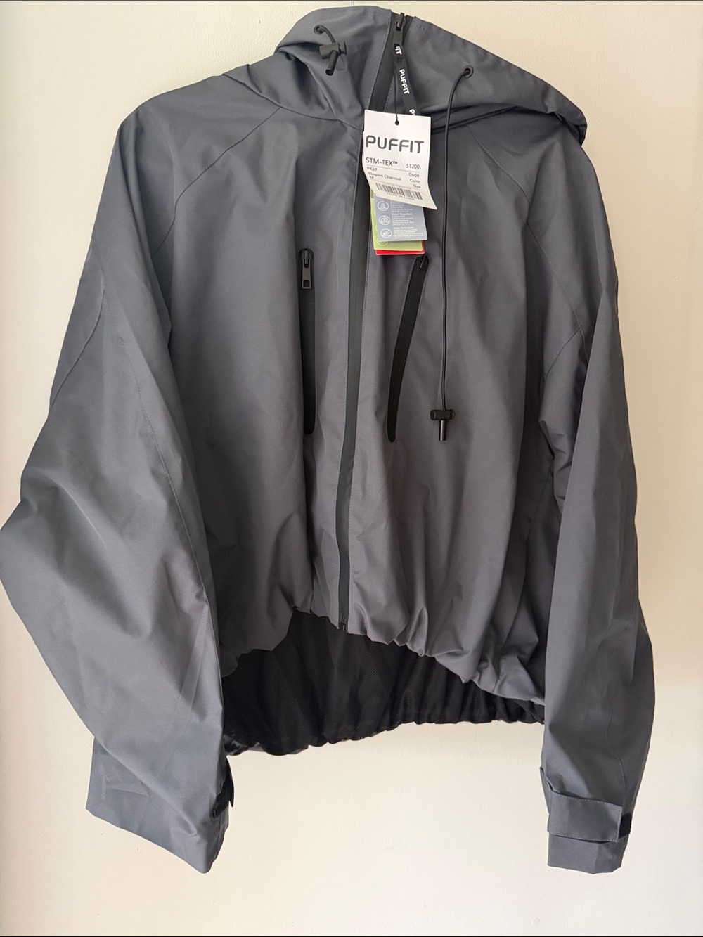 Elegant Charcoal Hooded Bomber Jacket - Picture 2 of 10